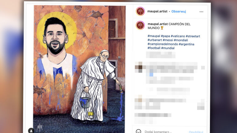 Messi w aureoli, papież z puszką farby. Tak artysta uczcił wygraną Argentyny