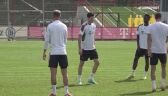 Robert Lewandowski na treningu Bayernu przed meczem z Barceloną