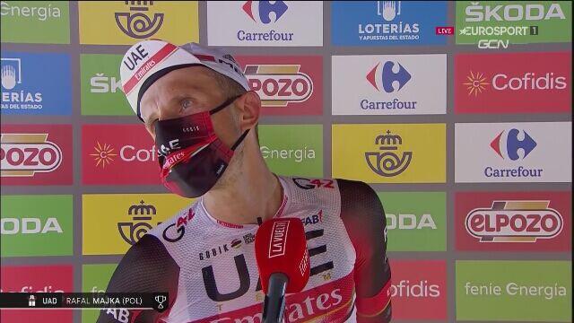Rafał Majka po wygraniu 15. etapu Vuelta a Espana