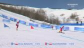 Pekin 2022 - snowboard. Wspólny przejazd eliminacyjny Oskara Kwiatkowskiego i Michała Nowaczyka w slalomie równoległym