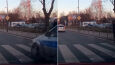 Niebezpieczna sytuacja w Łodzi. Radiowóz zignorował pieszą i wjechał na pasy